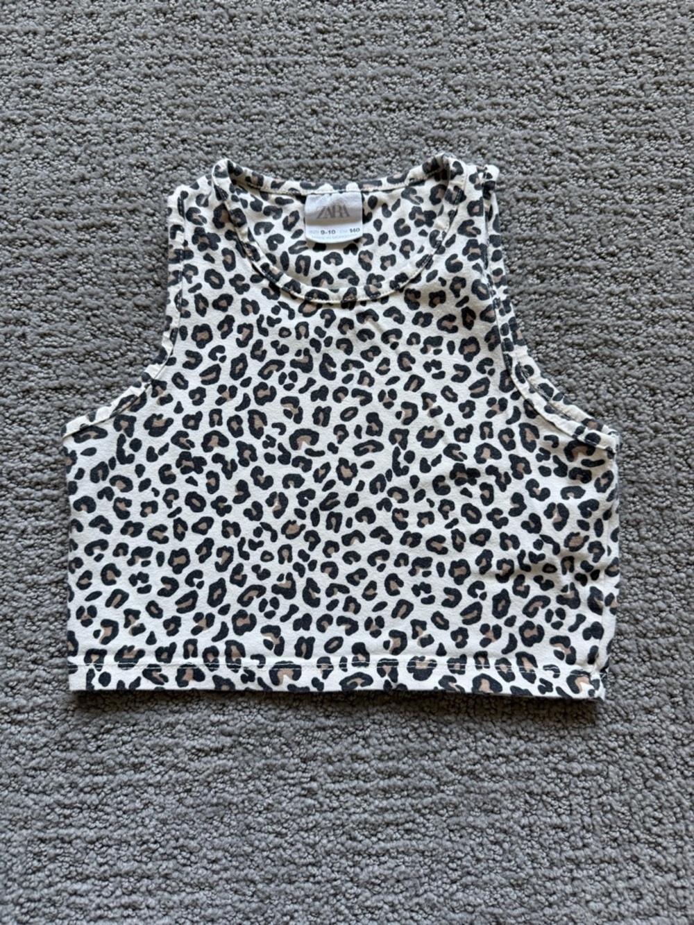 Zara Kids Cream Leopard Print Cropped Tank